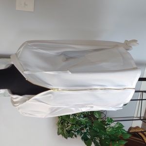 Crown and ivy white hoodie with tie sleeves.